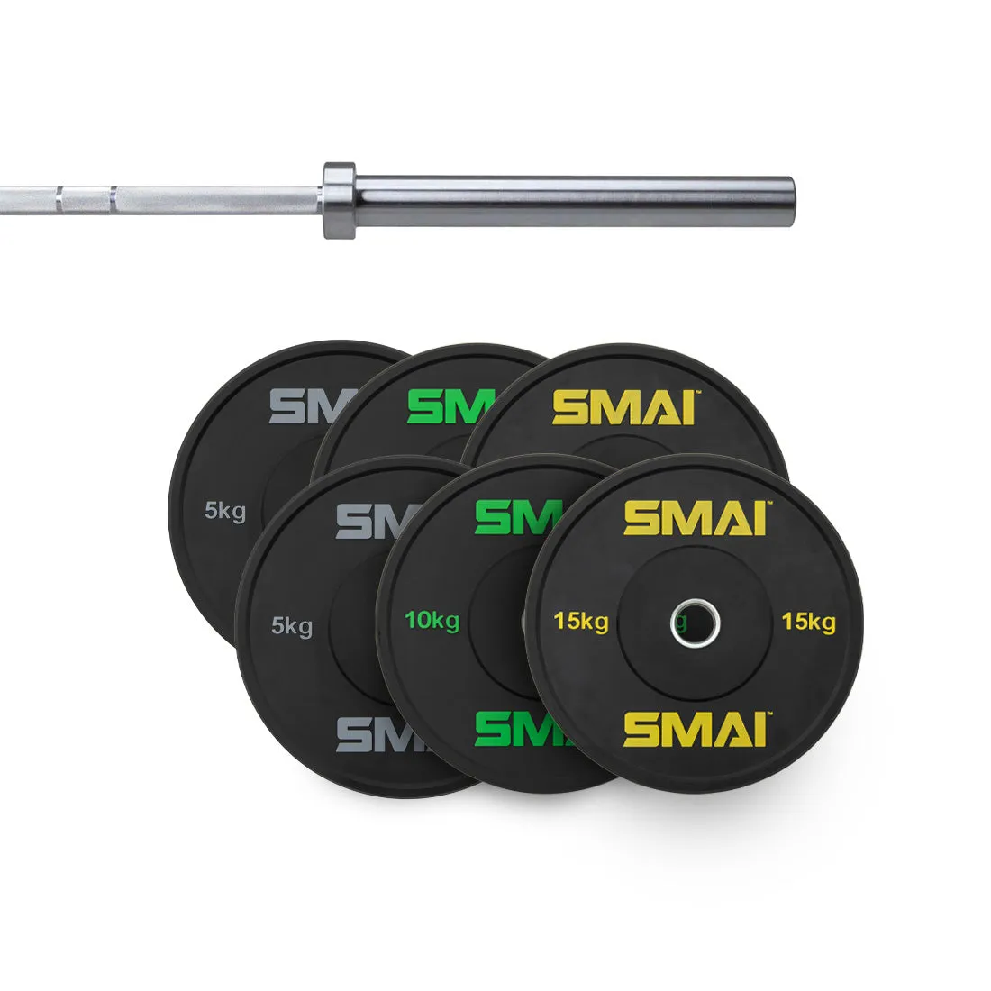 80kg HD Bumper Plate Set inc 20kg Barbell Smai
