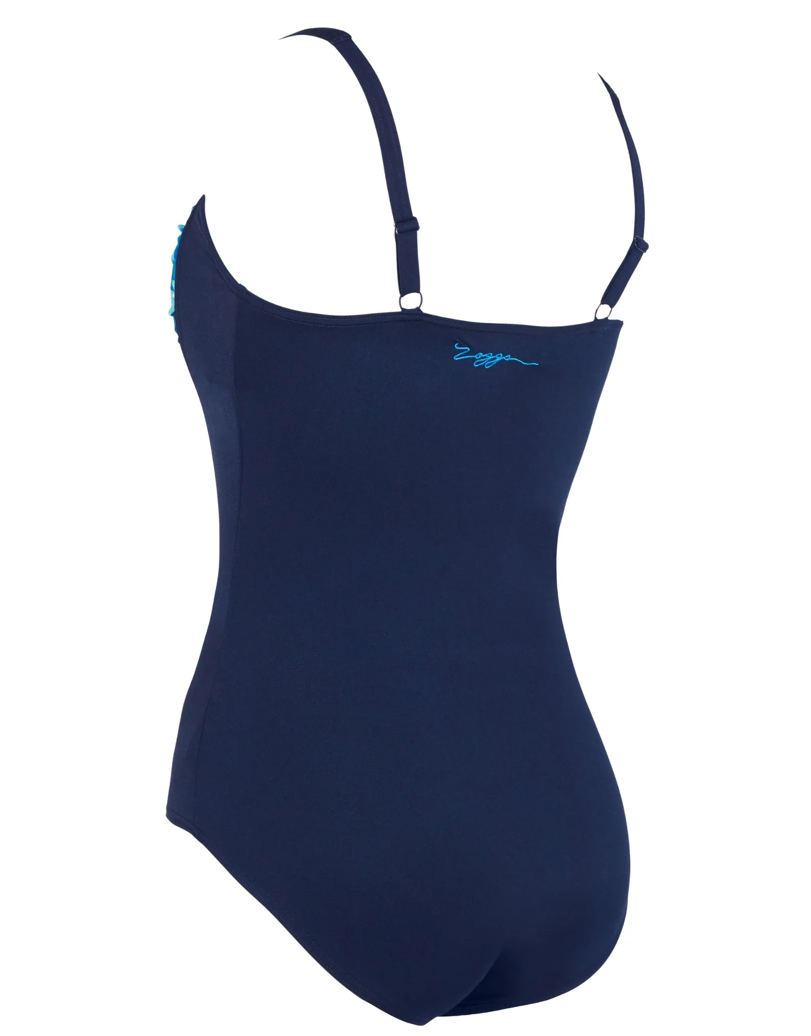 Aqua Digital Ruched Front Adjustable Swimsuit - Navy/Blue
