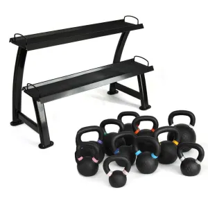 Cast Iron Kettlebell Set 120kg with Storage Rack Smai