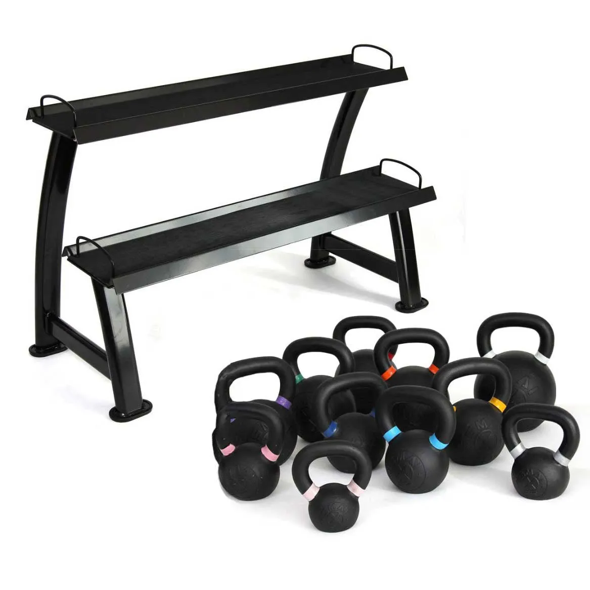 Cast Iron Kettlebell Set 120kg with Storage Rack Smai