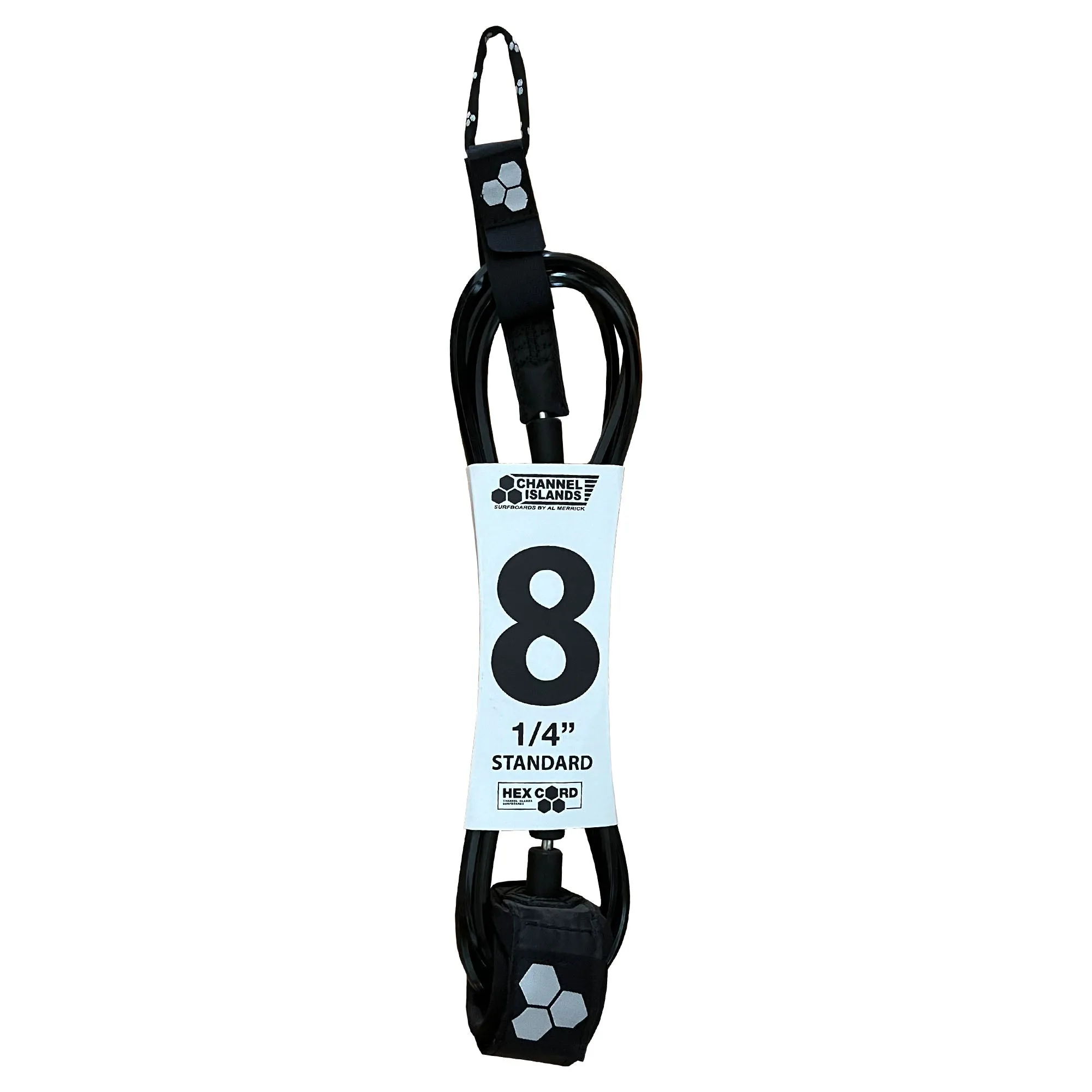 Channel Islands Hex Cord Standard Surfboard Leash - 8' x 1/4"/Black