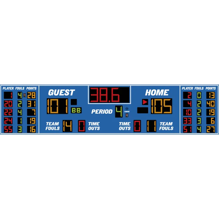 Electro-Mech LX2575 Large Basketball Scoreboard With Player Statistics