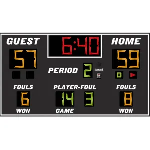 Electro-Mech LX2655 Basketball/Volleyball/Wrestling Scoreboard With Foul Info