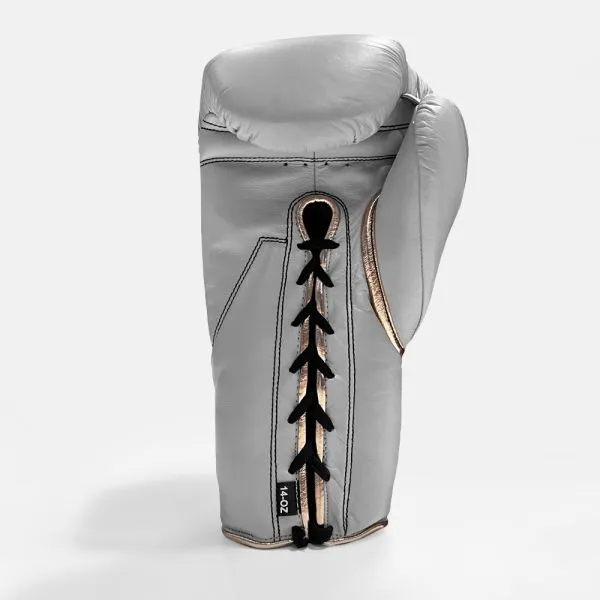 Geezers Halo Training/Sparring Boxing Gloves - Lace - Light Grey & Gold