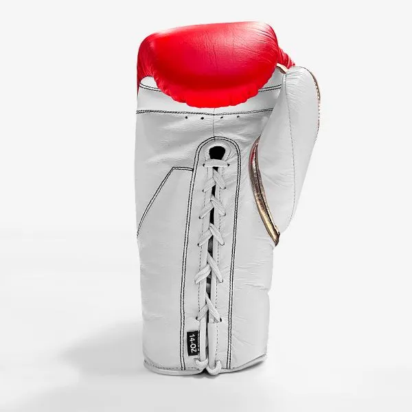 Geezers Halo Training/Sparring Boxing Gloves - Lace - Spark Red, White & Gold