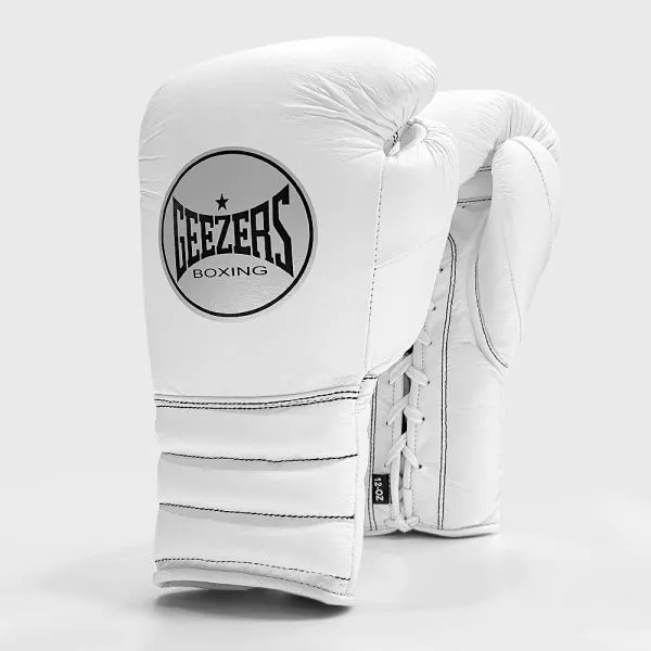 Geezers Halo Training/Sparring Boxing Gloves - Lace - White