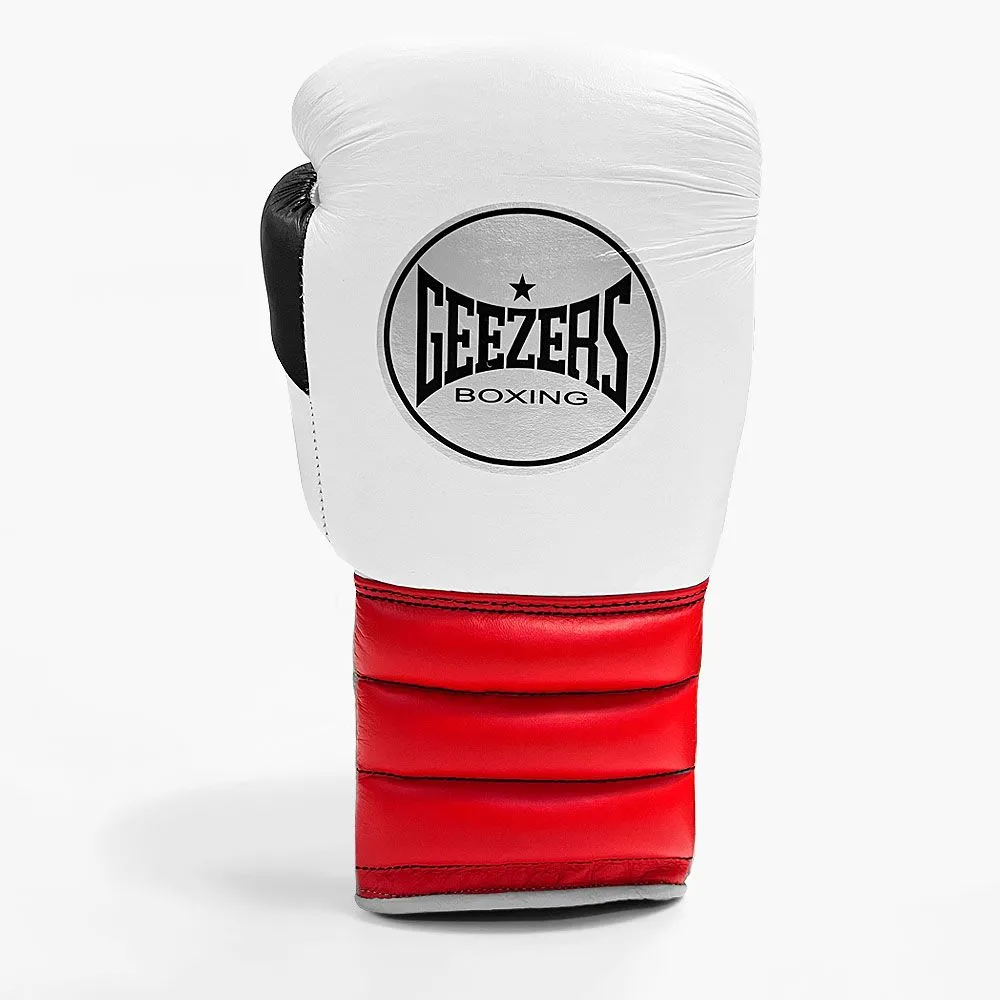 Geezers Halo Training/Sparring Boxing Gloves - Lace - White/Red/Black