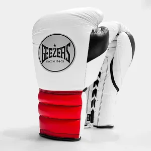 Geezers Halo Training/Sparring Boxing Gloves - Lace - White/Red/Black