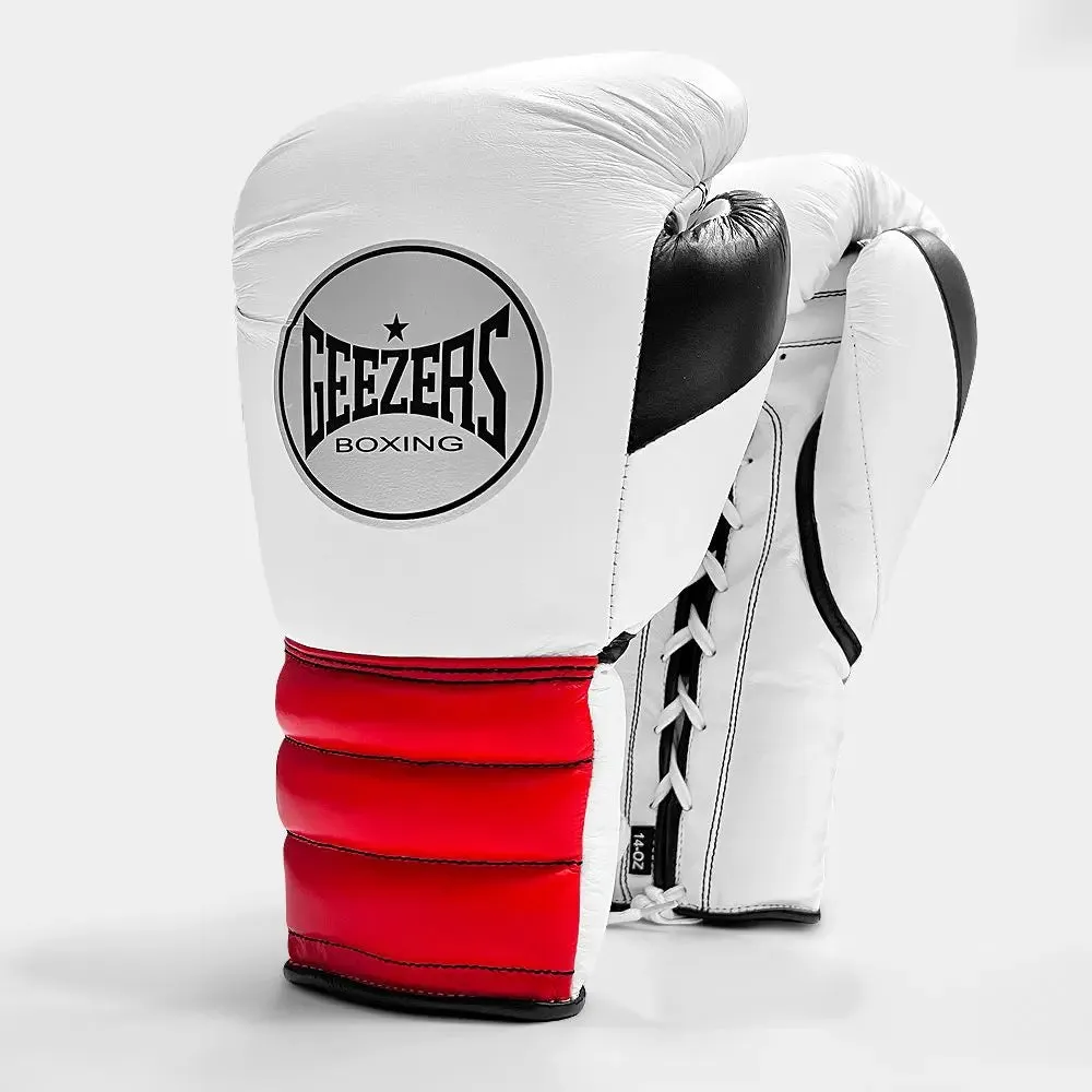 Geezers Halo Training/Sparring Boxing Gloves - Lace - White/Red/Black