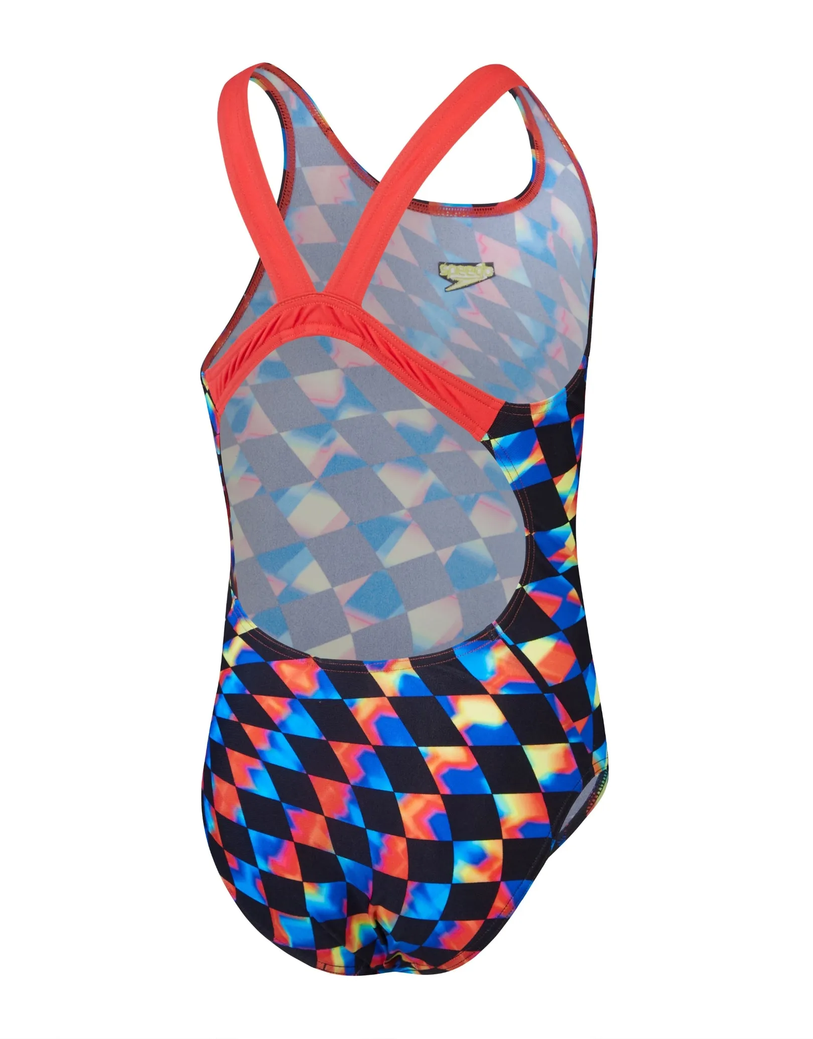Girls Digital Allover Leaderback Swimsuit - Black/Red