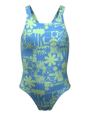 Girls Hydrastrong Multi Print Fastback Swimsuit - Vapor Green
