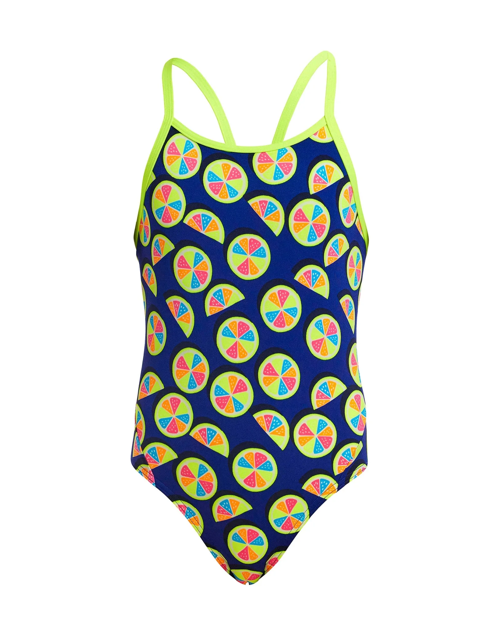Girls You Lemon Diamond Back Swimsuit - Blue/Yellow