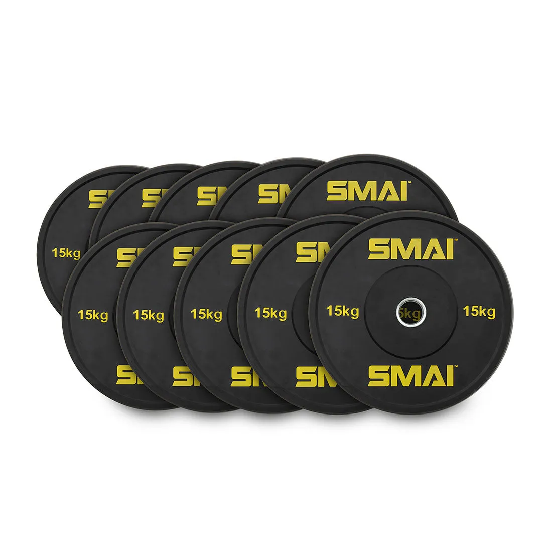 HD Bumper Plates Set - 5 pairs of 15kg (150kg) Smai