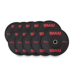 HD Bumper Plates Set - 5 pairs of 25kg (250kg) Smai