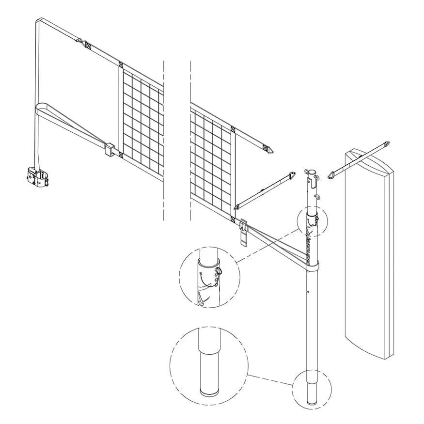 Jaypro FeatherLite Volleyball Net Center Upright System (3 in. Floor Sleeve) PVBC-450