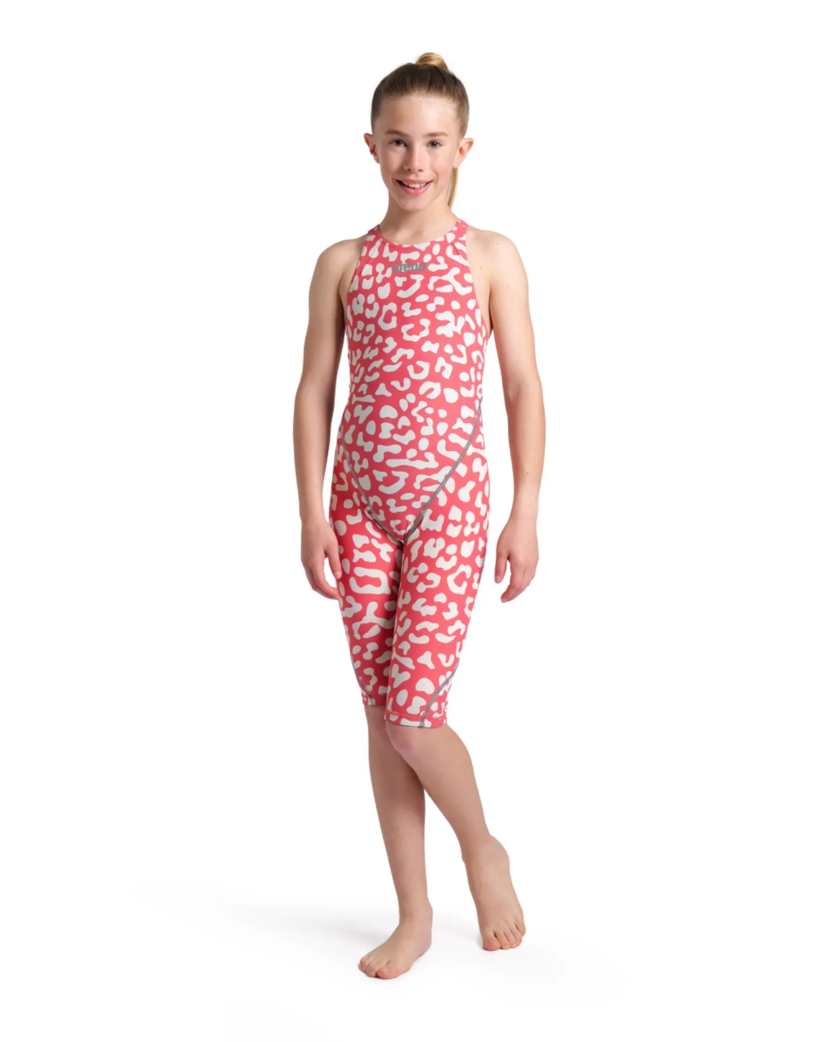 Limited Edition Girls Powerskin ST NEXT Open Back - Leopard Skin Geranium