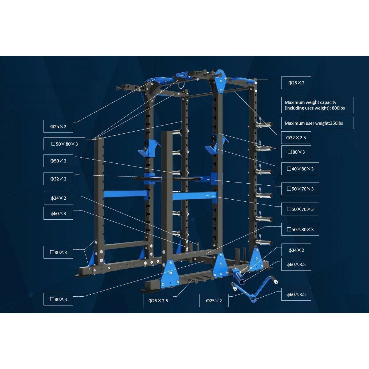 Muscle Motion 8-GEN Commercial Half Rack  PR8000G