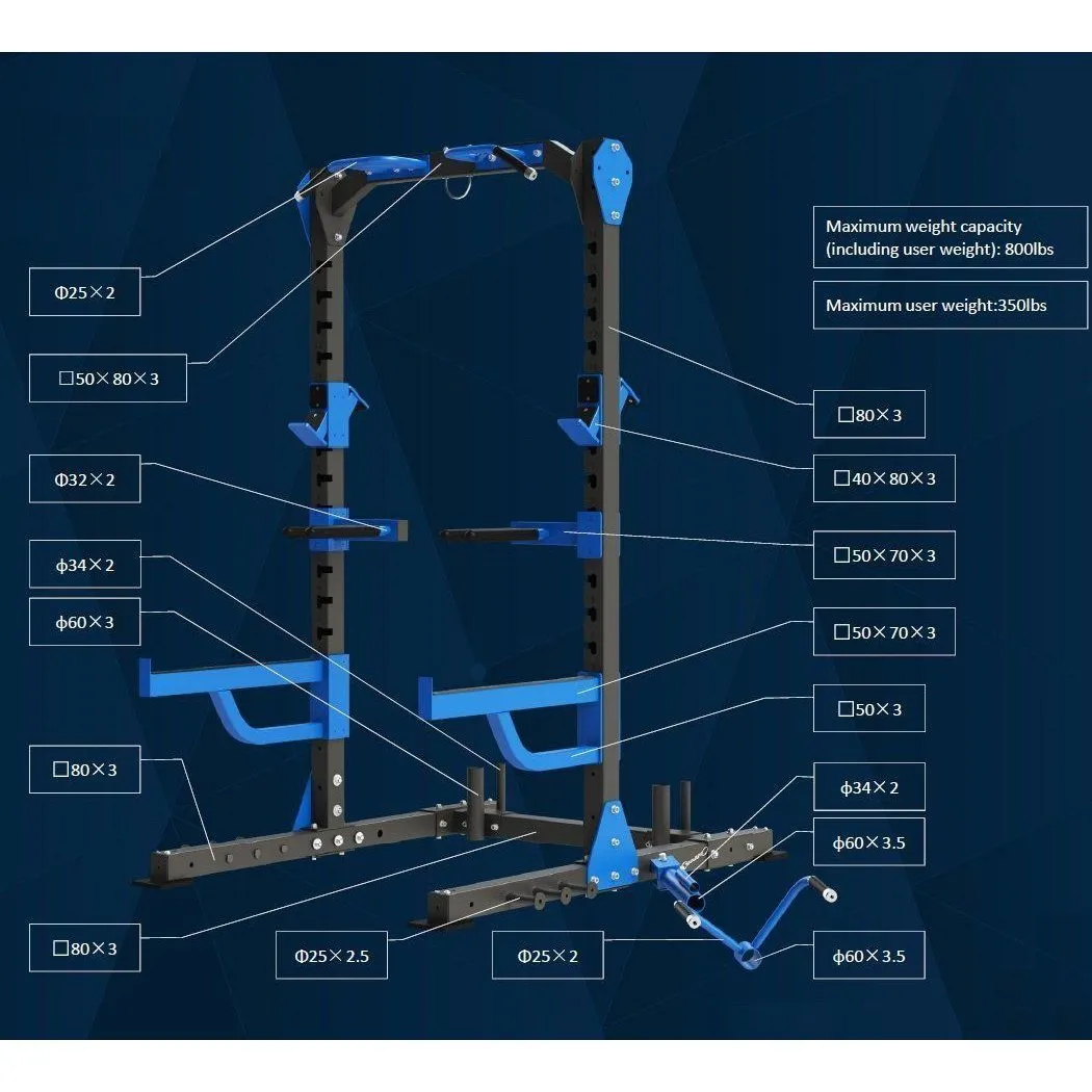 Muscle Motion 8-GEN Commercial Squat Rack PR8000A