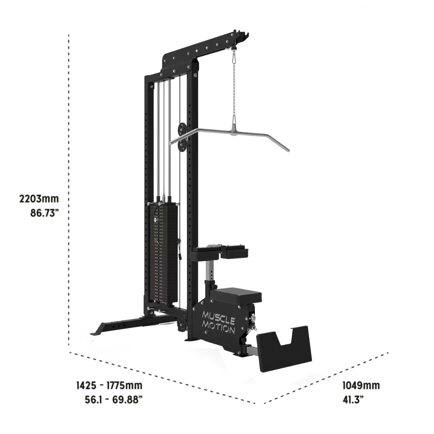 Muscle Motion LPLR1001 Commercial Lat Pulldown Low Row Machine