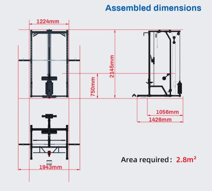 Muscle Motion SM1002W Smith Machine   90kg Pin Loaded High Low Pulley