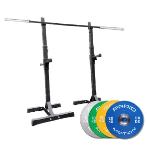 Muscle Motion SST Rack Barbell Bumper Weights Squat Package