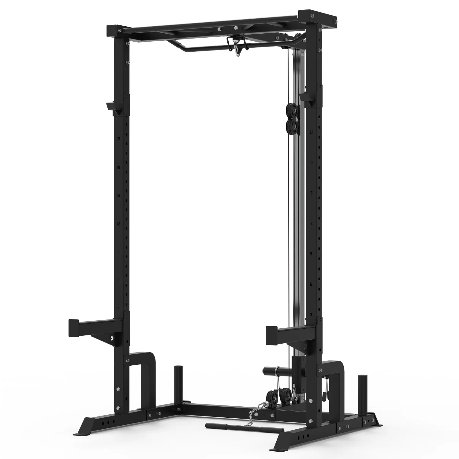 Muscle Motion Valor Modular Half Rack With High Low Pulley Package