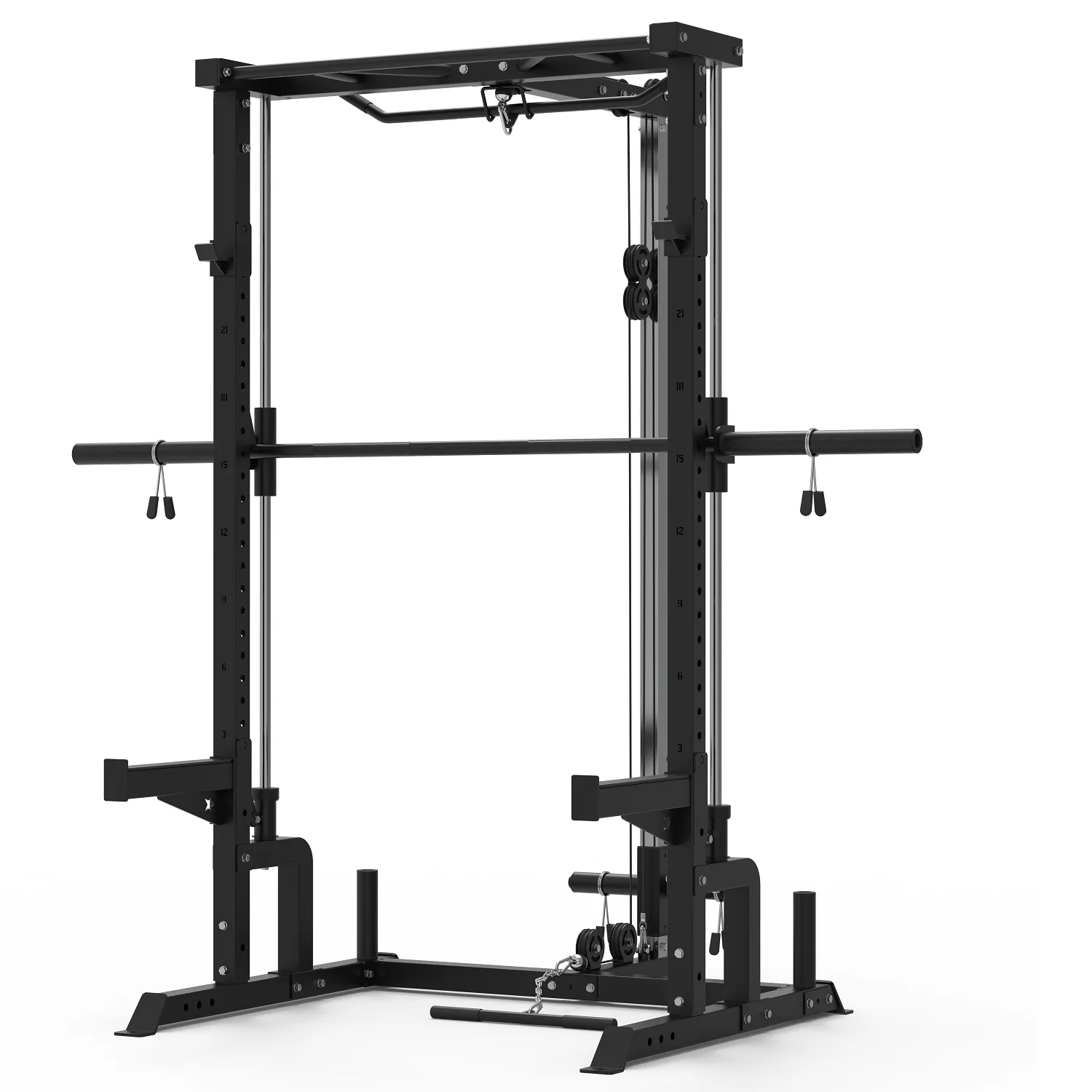 Muscle Motion Valor Modular Half Rack with Smith Machine and High Low Pulley