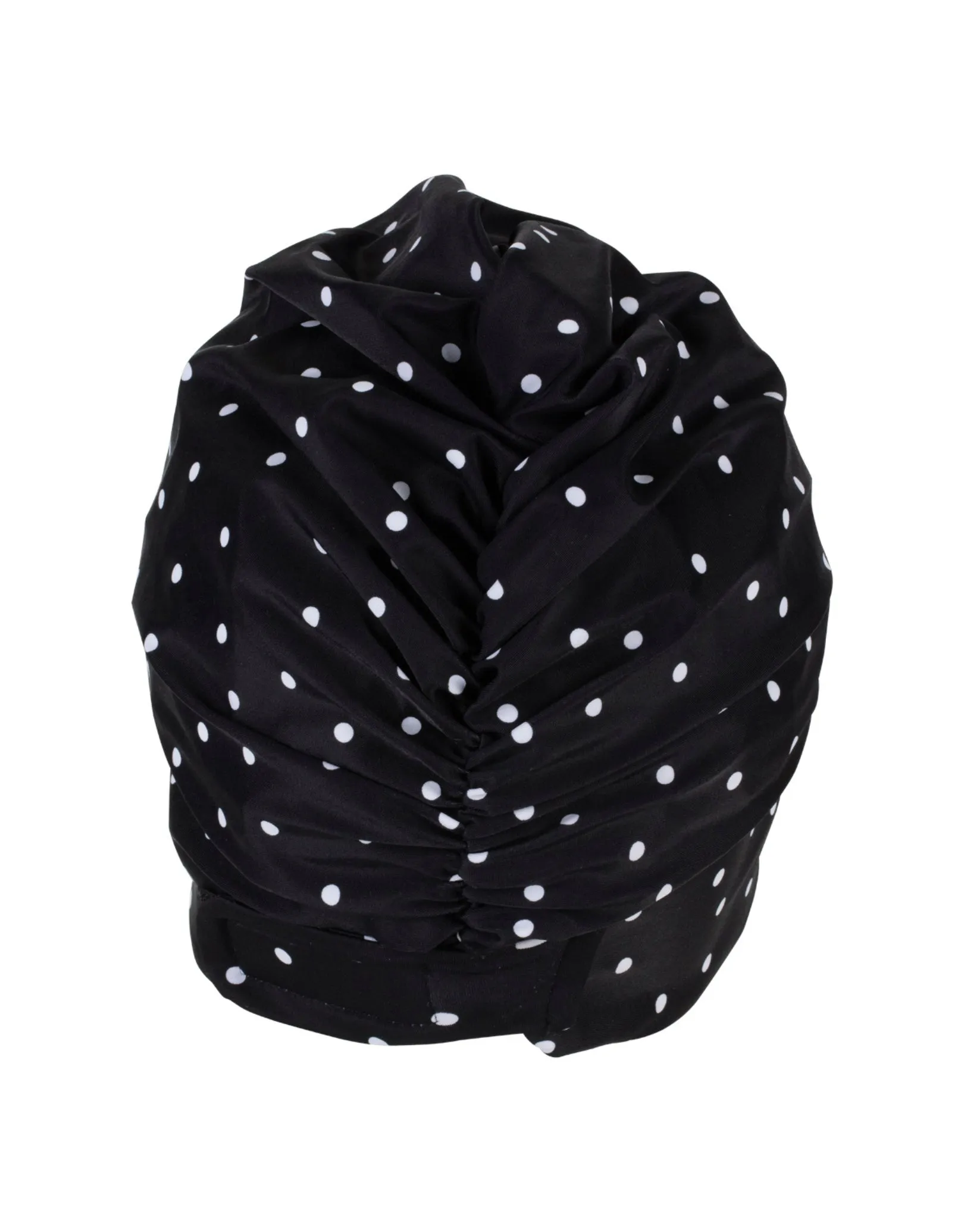 Polka Dot Fabric Swim Cap - Black/White