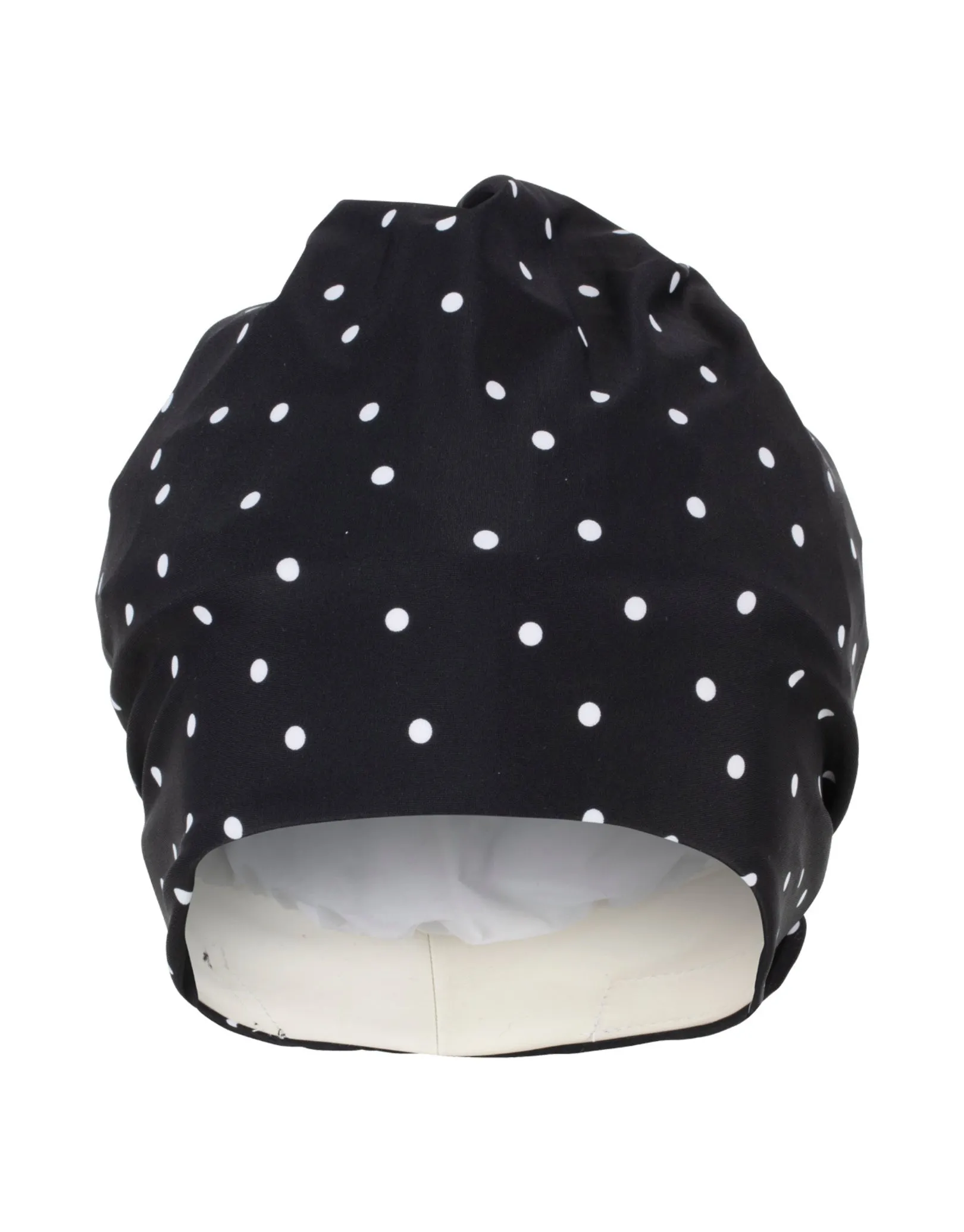 Polka Dot Fabric Swim Cap - Black/White
