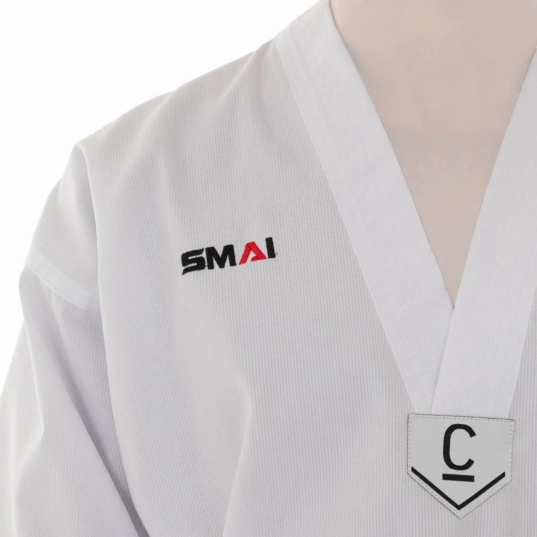 Taekwondo Uniform Classic - 8oz Ribbed Student Dobok (White V-Neck) Smai