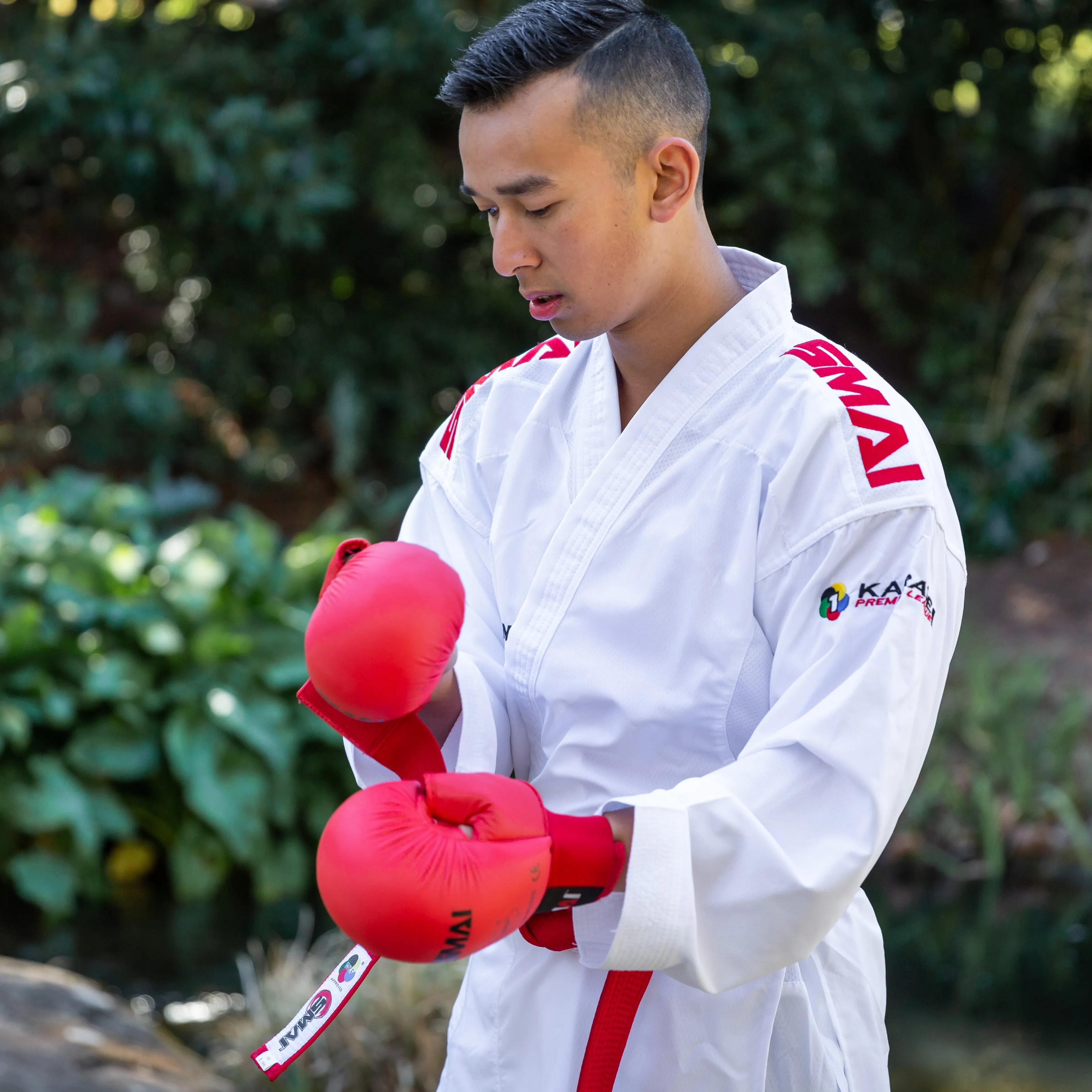 WKF Gloves with Thumb - Red Smai